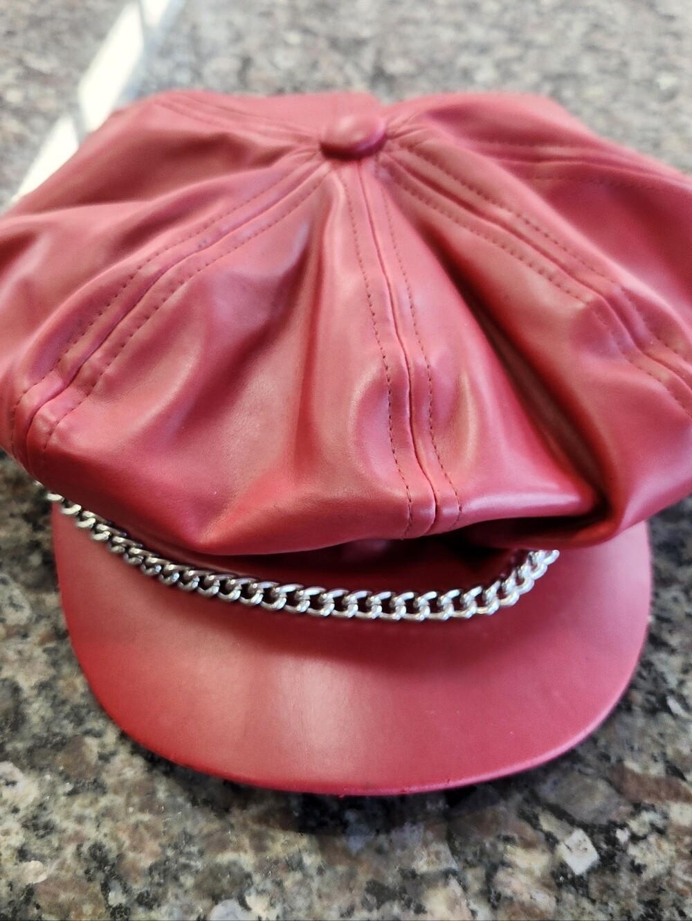 🔥HOT DEAL🔥 Red Faux Leather Newsboy Cap